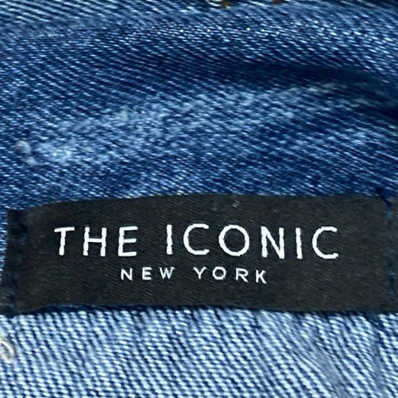 The Iconic Women's Blue Long Sleeve Button Down Distressed Denim Jeans Jacket M — image 5 of 6